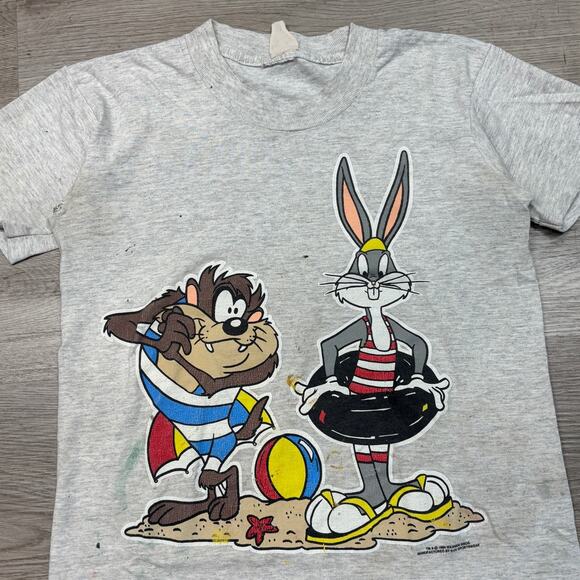 Vintage 90s Sun Sportswear Bugs Tazmanian Devil Beach Shirt Size XS - Picture 2 of 16